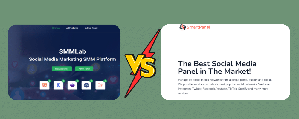 Comparison between SMM Lab and Smart Panel for social media marketing services.